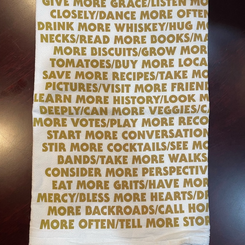 White and Gold Text Positivity Tea Towel